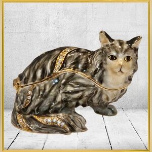 Kingspoint Designs Gray Tabby Trinket Box Release # 62366